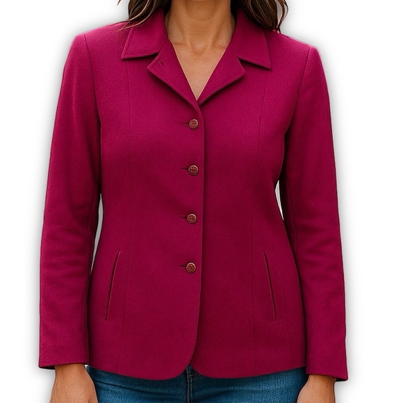 Pendleton Blazer Vintage Wool Magenta Jacket Size 12P - Picture 1 of 11
